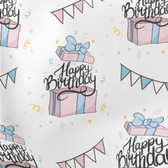 Birthday Text Coming Out Of A  Lightweight Cotton Poplin