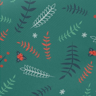 Various Leaves And Berry Snowf Midweight Cotton Poplin