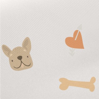 Cute Puppy And Bone Pattern Midweight Cotton Poplin