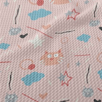 Surprised Cat Lines Birdseye Piqué