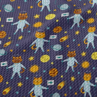 Universe Planet Space Cat Birdseye Piqué