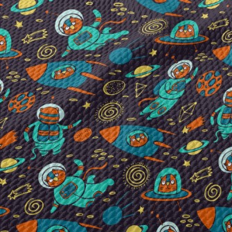 Cartoon Alien Cat Birdseye Piqué