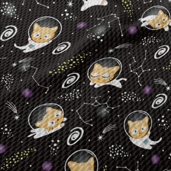 Cute Space Kitten Birdseye Piqué