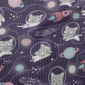 Cat Outer Space Adventure Birdseye Piqué