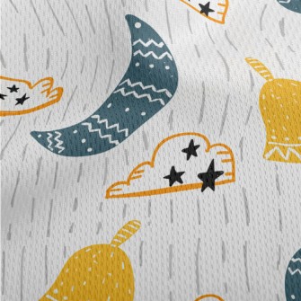 Cartoon Doodle Crescent Moon C Athletic Mesh Flat Back