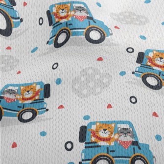 Cat Driving A Jeep Athletic Mesh Flat Back