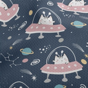 Alien Cat UFO Athletic Mesh Flat Back