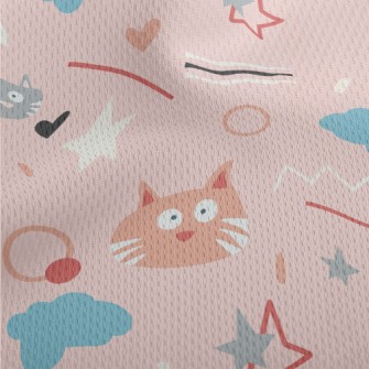 Surprised Cat Lines Athletic Mesh Flat Back