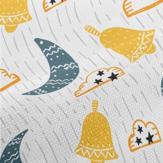 Cartoon Doodle Crescent Moon C Performance Linen
