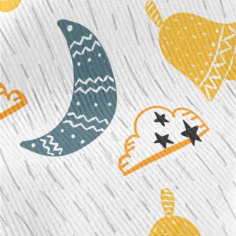 Cartoon Doodle Crescent Moon C Standard Corduroy