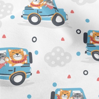 Cat Driving A Jeep Micro Fleece