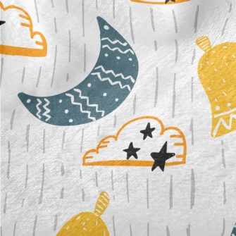 Cartoon Doodle Crescent Moon C Minky