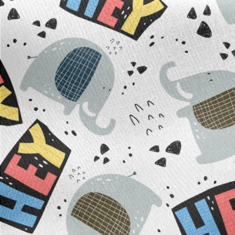 Cute Plaid Elephant Jersey Backed Fleece
