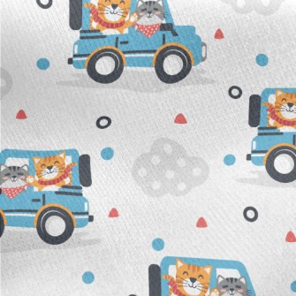 Cat Driving A Jeep Jersey Backed Fleece