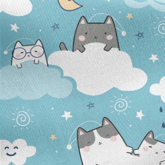Cat On The Cloud Jersey Backed Fleece