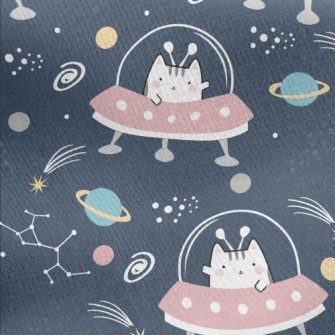 Alien Cat UFO Jersey Backed Fleece