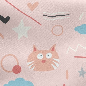 Surprised Cat Lines Jersey Backed Fleece