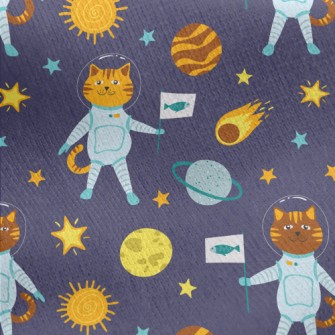 Universe Planet Space Cat Jersey Backed Fleece