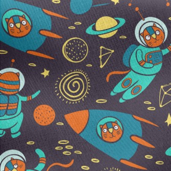 Cartoon Alien Cat Jersey Backed Fleece