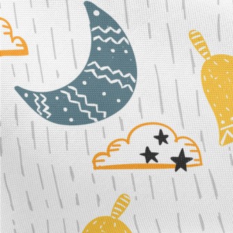 Cartoon Doodle Crescent Moon C Pongee