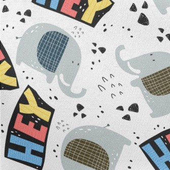 Cute Plaid Elephant Pongee
