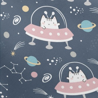 Alien Cat UFO Pongee