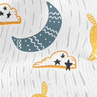 Cartoon Doodle Crescent Moon C Stretch Jersey