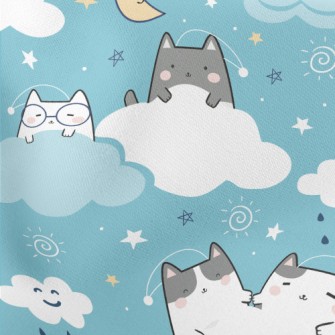 Cat On The Cloud Lightweight Cotton Poplin