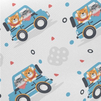 Cat Driving A Jeep Midweight Cotton Poplin