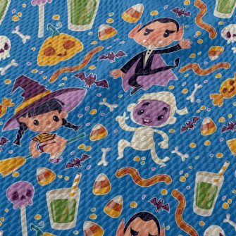Cute Cartoon Halloween Birdseye Piqué