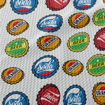 Beer And Soda Bottle Caps Birdseye Piqué