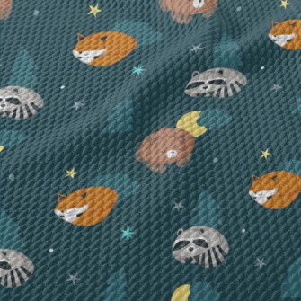 Sleeping Animals In The Forest Birdseye Piqué