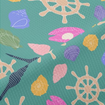 Colorful Shells And Rudder Piqué
