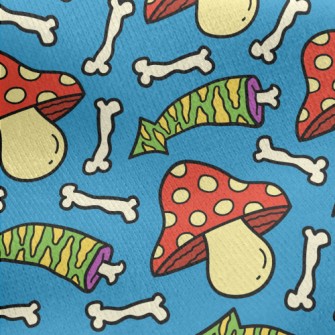 Poisonous Mushroom Shaped Bone Jersey Backed Fleece