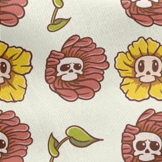 Skull Flowers Jersey Backed Fleece