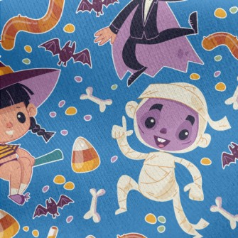Cute Cartoon Halloween Jersey Backed Fleece