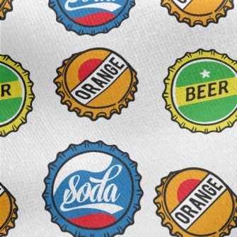 Beer And Soda Bottle Caps Jersey Backed Fleece