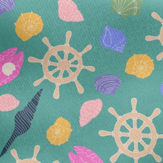 Colorful Shells And Rudder Jersey Backed Fleece