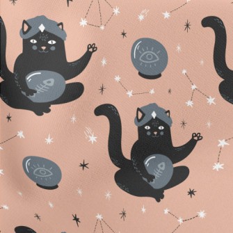 Black Cat Fortune Teller Lightweight Cotton Poplin
