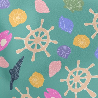 Colorful Shells And Rudder Lightweight Cotton Poplin