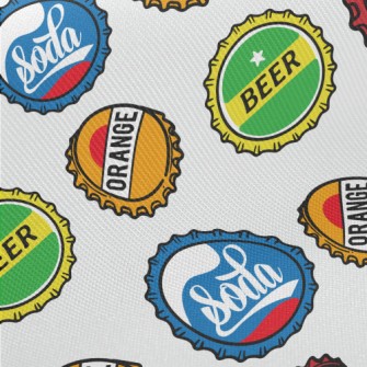Beer And Soda Bottle Caps Midweight Cotton Poplin
