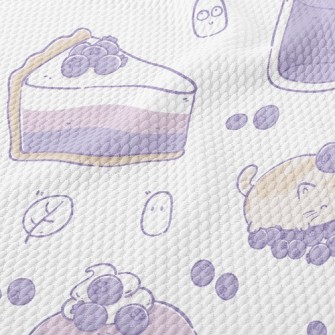 Cat And Blueberry Cake Birdseye Piqué
