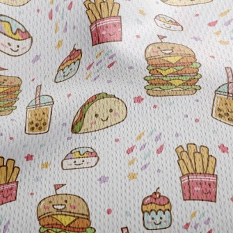 Burger Fries Bubble Tea Athletic Mesh Flat Back