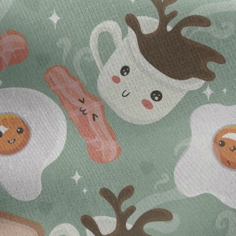 Cute Breakfast Food Jersey Backed Fleece