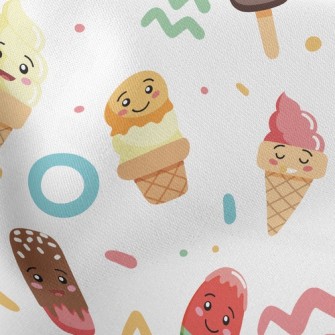 Kawaii Ice Cream Lightweight Cotton Poplin