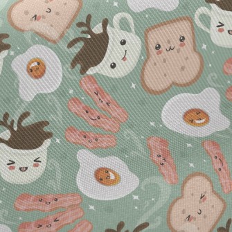 Cute Breakfast Food Midweight Cotton Poplin