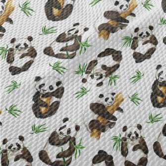 Pandas Are Enjoying A Feast Birdseye Piqué