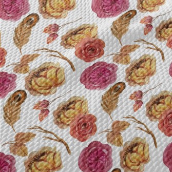 Warm Flowers In Watercolor Sty Birdseye Piqué
