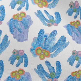 Watercolor Blue Flowing Coral Chiffon