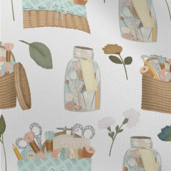 Sewing Utensils In A Bamboo Ba Chiffon